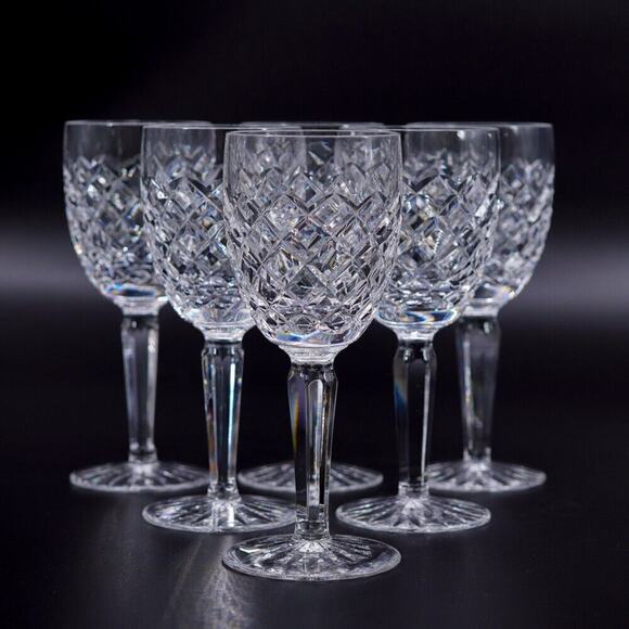 Set of 6 Waterford Crystal COMERAGH CLARET WINE GLASSES GOBLETS 6 1/2” MARKED - Picture 1 of 9